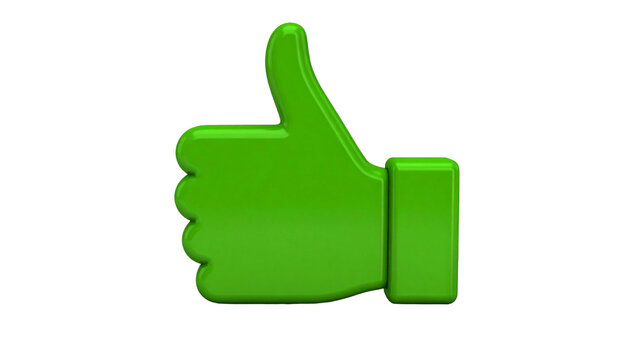 Green thumbs up icon with high quality details. It gives a perfect gesture to convey the "like" idea.