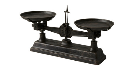 Vintage balance scale on white background  