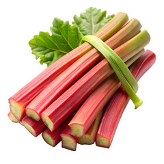 Fresh Rhubarb Stalks Isolated on White Background