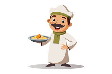 Cheerful Chef with Dish: A smiling chef presents a plate of delicious food with joy and expertise, creating an inviting visual feast.