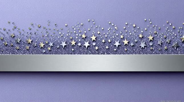 Elegant Stars Border on Lilac: A striking border design, showcasing shimmering stars and delicate dots, elegantly arranged above a sleek silver bar against a soft lilac backdrop.