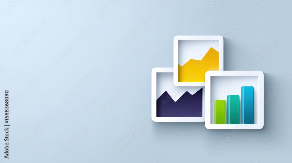 Poster colorful graph illustrations displaying financial trends and data analysis concepts for business pre