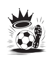 Soccer ball, crown, and cleat in black and white. © adimas