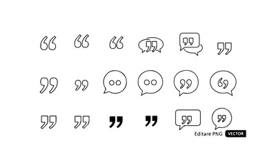 Quote Mark Collection – Quotation Icon Set in Vector and Transparent PNG
