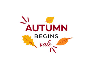 Autumn Begins Sale Seasonal Leaves Discount Shopping Offer
