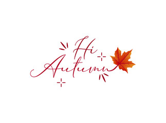 Autumnal Greetings Hi Autumn Red Maple Leaf Design