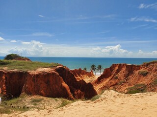 Red Sandstone Cliffs and Sandy Beach at Fortaleza, Ceará, Brazil