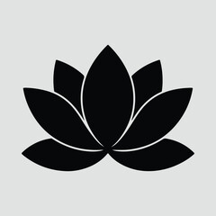 Silhouette lotus flower elegant oriental spiritual plant symbol Vector illustration