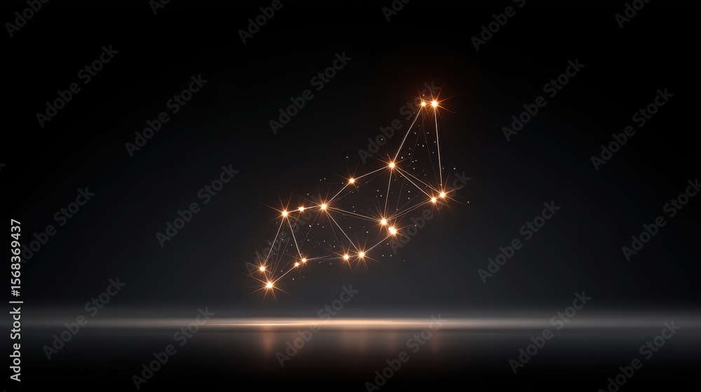 Wall mural leo zodiac constellation highlighted with bright star points connected by glowing golden lines