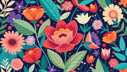 vibrant floral pattern on dark background