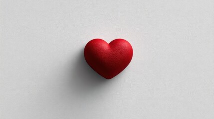 Obraz premium Minimal flat red heart symbol on white wall with soft shadow, simple yet bold visual