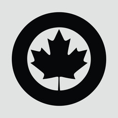 Silhouette maple leaf emblem inside circle shape Vector illustration
