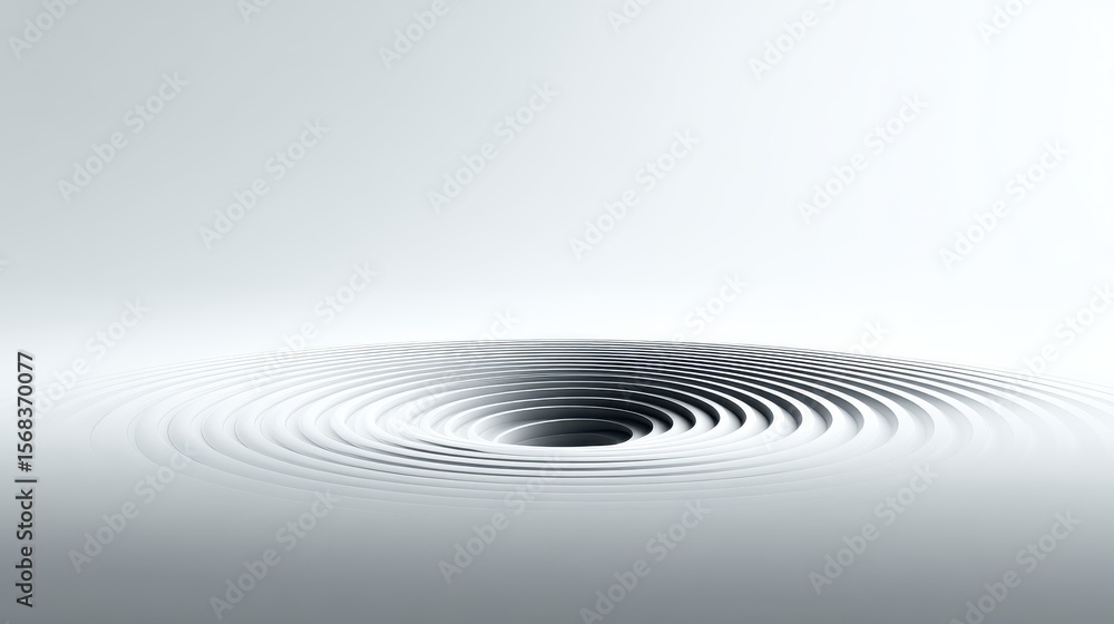 Poster white background with abstract concentric lines forming modern hypnotic pattern