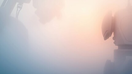 Robotics blurred in gradient and fog