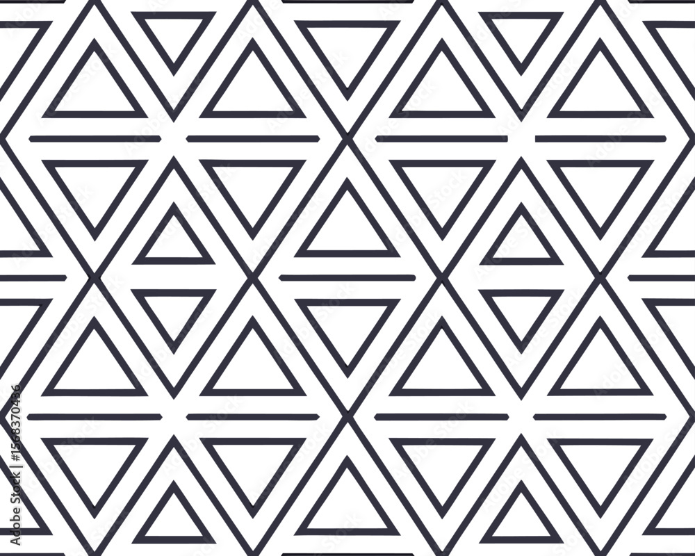 Poster geometric abstract seamless pattern design with repeating triangles in a simple monochrome style.
