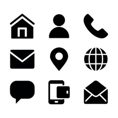 Essential Contact Icons Home, Phone, Email, Location, and More