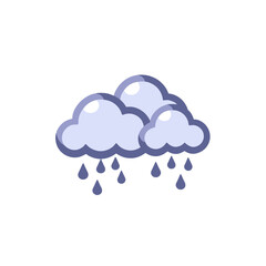 Cute Rainy Clouds Illustration-Weather Forecast Icon-Simple Graphic of Rainfall-Forecast Symbol-Clouds with Raindrops Design-Weather Element Graphic