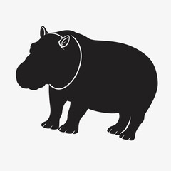 silhouette hippopotamus on the white background   