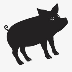 silhouette pig on the white background   