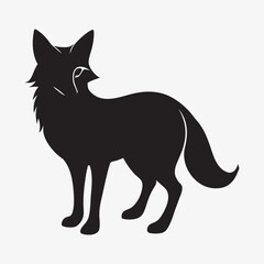  silhouette fox on the white background   