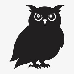  silhouette owl on the white background 