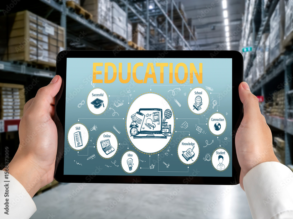 Poster e-learning website with sofware for student to study online on the internet network snugly