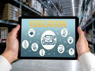 E-learning website with sofware for student to study online on the internet network snugly