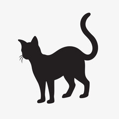 silhouette cat on the white background 