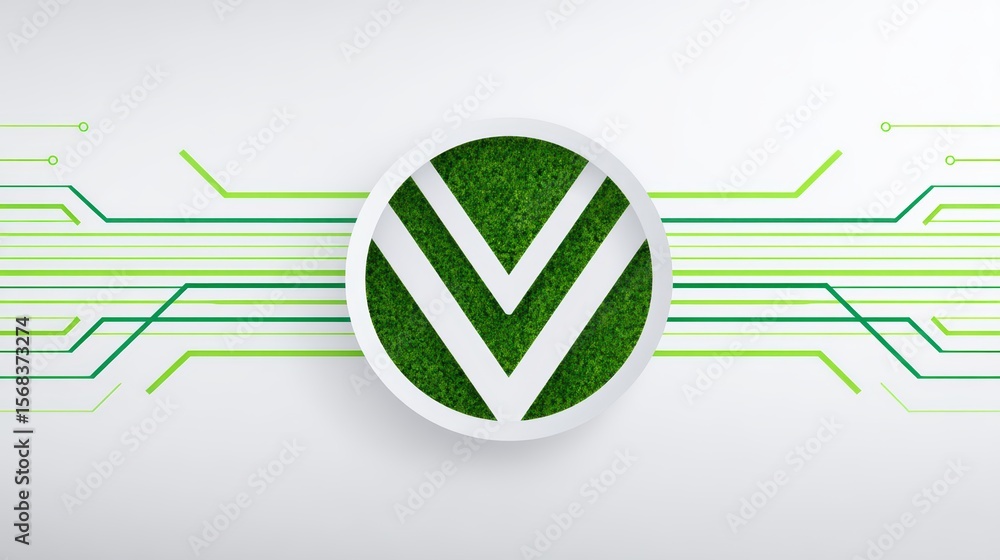 Poster modern logo design featuring green grass elements within a circular frame, surrounded by vibrant dig