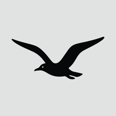 Silhouette seagull flying isolated on white background vector illustration