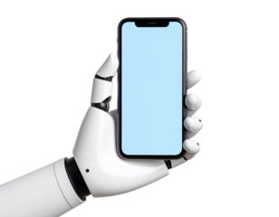Robotic Hand Holding Smartphone – High-Tech Transparent Background PNG