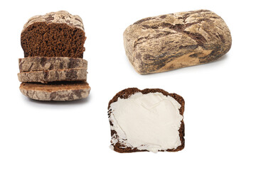 Brown bread isolated on white background.