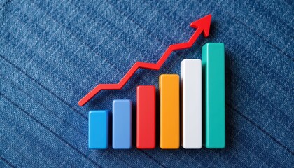 Colorful Graph Displaying Positive Trend on Denim Background