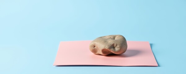 Unique Artistic Potato Shape on Soft Pink Paper Background