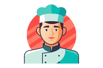 Chef Icon: Graphic illustration of a chef wearing a toque and uniform.