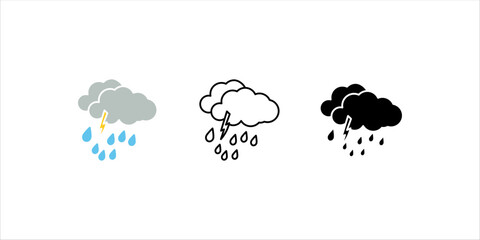 Obraz premium Weather and meteorology editable stroke outline icons set isolated on white background flat vector illustration. Pixel perfect. 64 x 64 