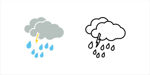 Obraz premium Weather and meteorology editable stroke outline icons set isolated on white background flat vector illustration. Pixel perfect. 64 x 64 