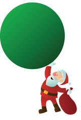 TRADITIONAL SANTA CLAUS IN RED AND WHITE CLOTHES AND A BAG OF GIFTS ON HIS BACK - MERRY CHRISTMAS