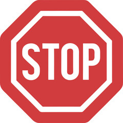 Stop Sign: Red Octagon, Bold White Text, Warning Symbol, Safety, Caution, Regulatory Sign, Traffic Control, Vector Graphic, Isolated Illustration. isolated on a white background