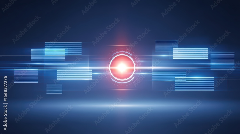 Poster abstract digital background with light glow and dynamic lines in blue and red tones for technology a