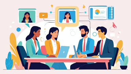 business People team connecting online video conferences connect for remote working and business technology smart working online connect anywhere concept.