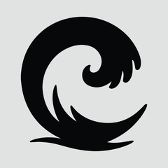 Silhouette stylized ocean wave design graphic element Vector illustration