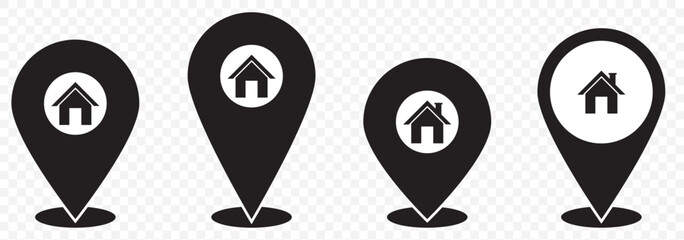 Map pin icon. location pin place marker. Location icon. Map marker pointer icon set. GPS location symbol collection. Victor illustration on Transparent Background. EPS 10.