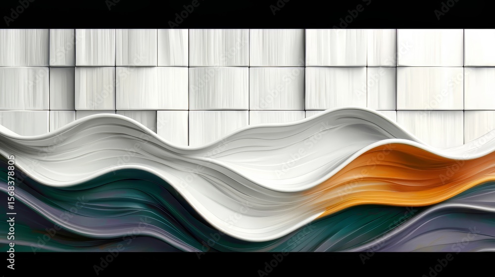 Poster wave of colors is painted on a wall, with the colors blending together to create a sense of movement