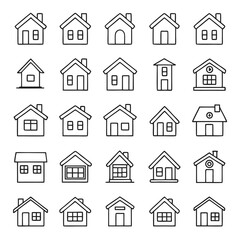 Simple house icons collection home building