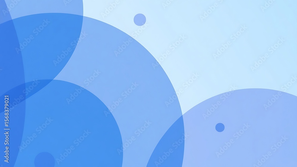 Poster modern geometric overlapping blue circles background. generative ai.