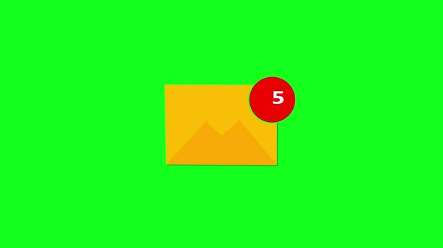 Yellow Message Icon Animation Featuring SMS, Mail, Email, and Gmail, Email notification concept with yellow envelopes and red alert icons.