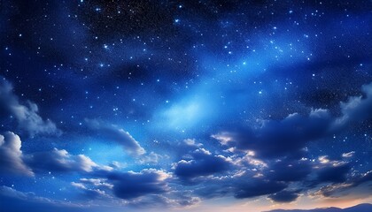 starry night sky with ethereal blue clouds a cosmic dance of light and dark across the universe
