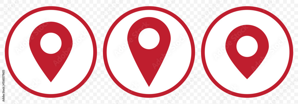 Poster set of red map pin icons. design can use for web and mobile app. vector illustration on transparent 