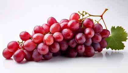 Fototapeta premium red grapes juicy clusters on white background
